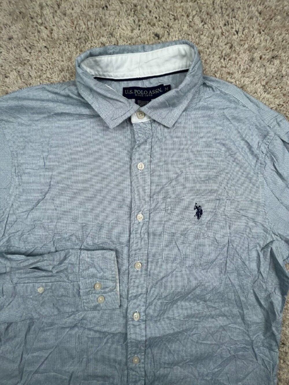 U.S. Polo Assn Men's Green Check Long Sleeve Button Up Shirt Size Medium